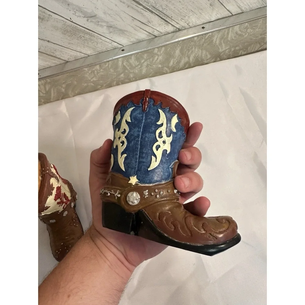 Boot Soap Dispenser & Toothbrush Holder Set Western Country Bathroom Decor